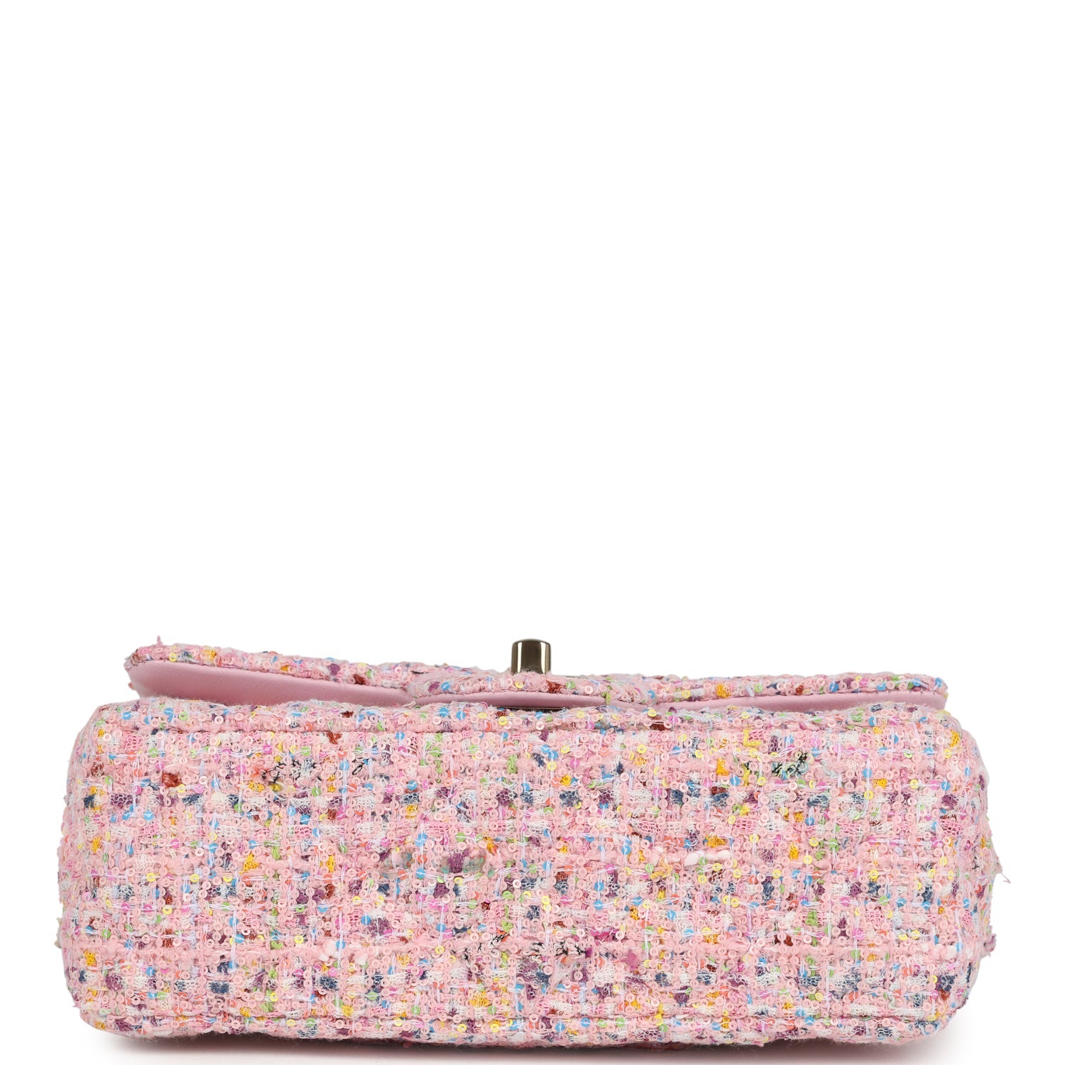 Chanel Mini Classic Rectangular Flap Bag Pink Tweed and Sequin Light G