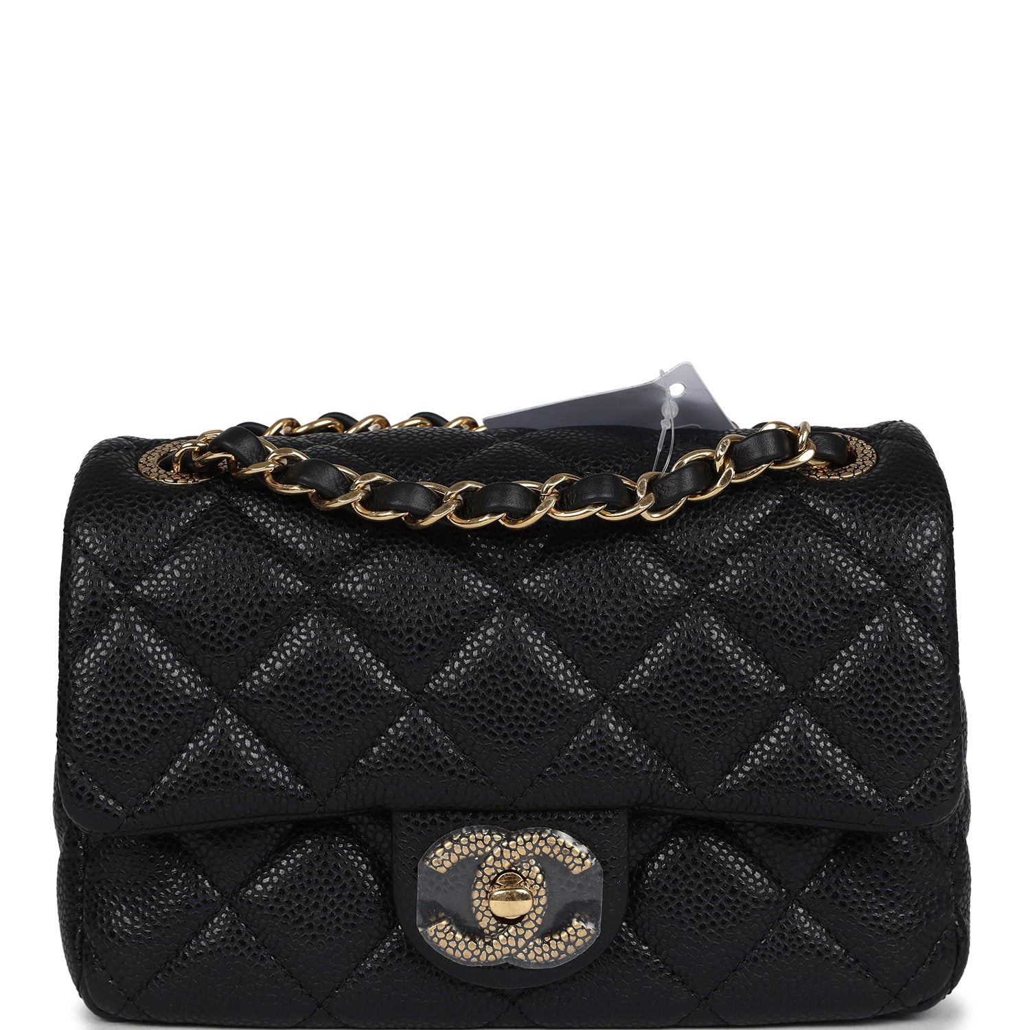 Chanel Mini Rectangular Flap Bag Black Shiny Caviar Gold Hardware