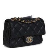 Chanel Mini Rectangular Flap Bag Black Shiny Caviar Gold Hardware