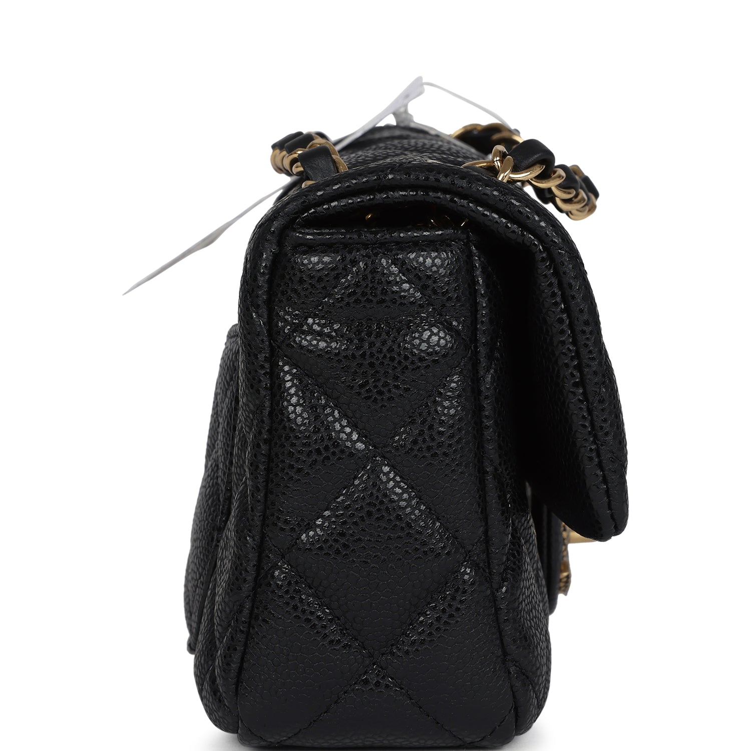 Chanel Mini Rectangular Flap Bag Black Shiny Caviar Gold Hardware