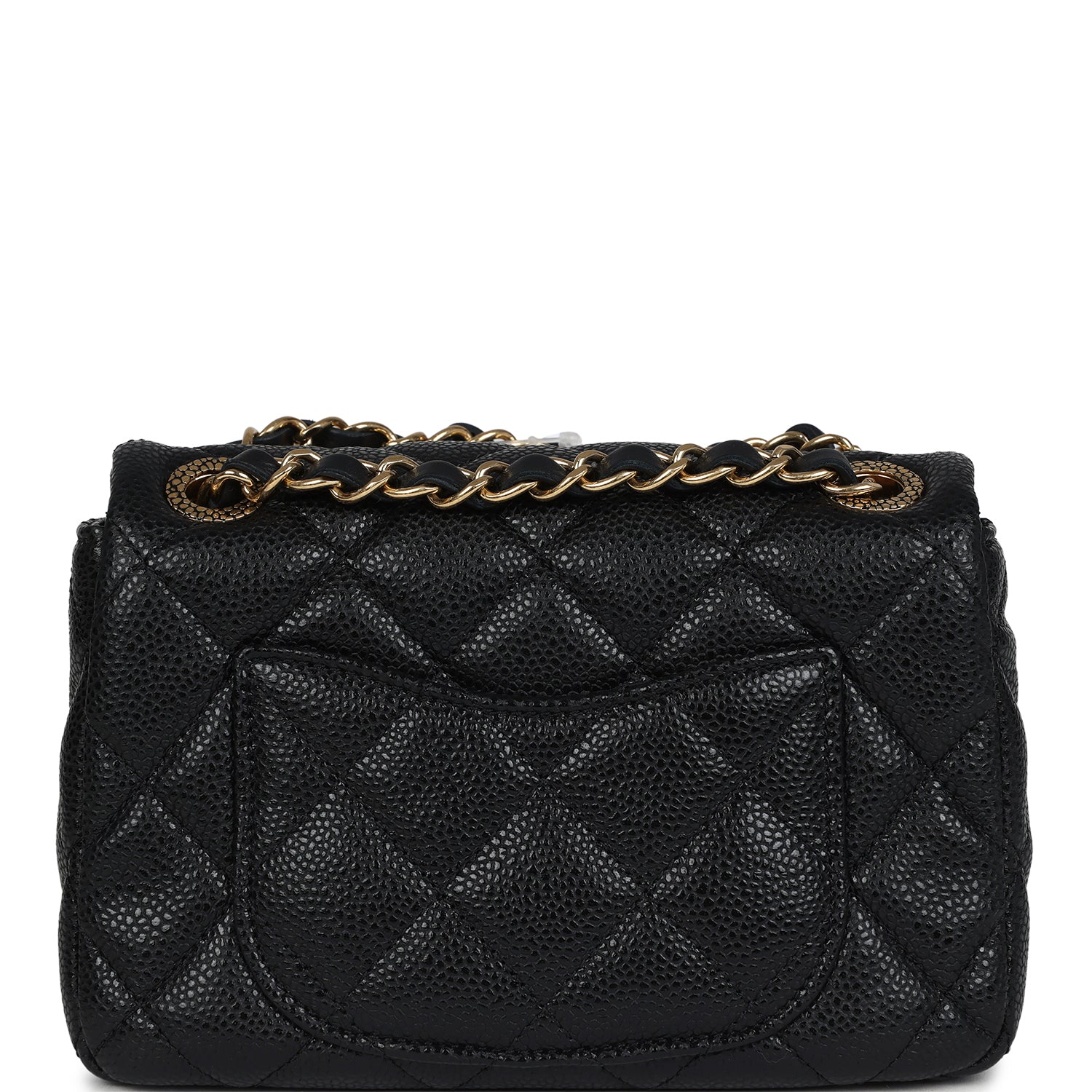 Chanel Mini Rectangular Flap Bag Black Shiny Caviar Gold Hardware