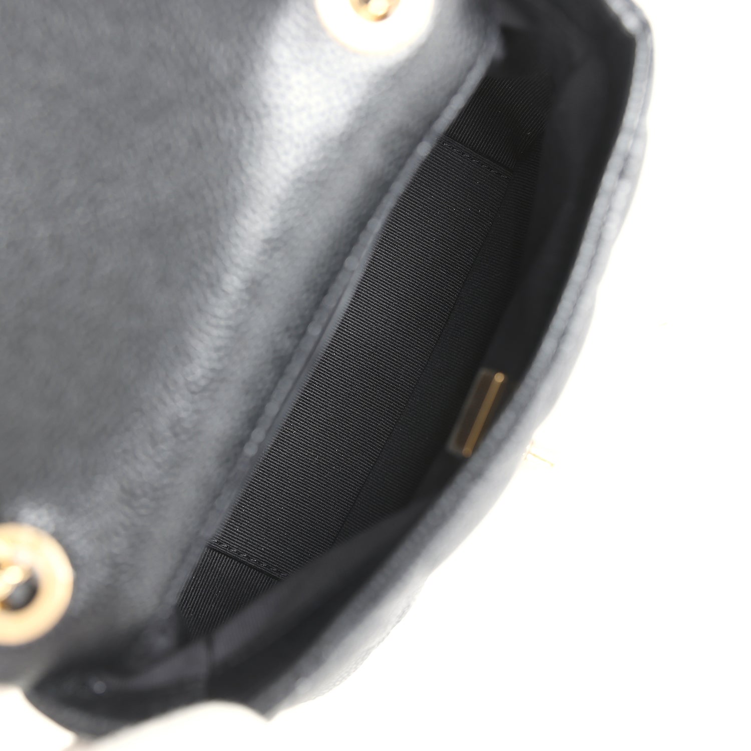 Chanel Mini Rectangular Flap Bag Black Shiny Caviar Gold Hardware