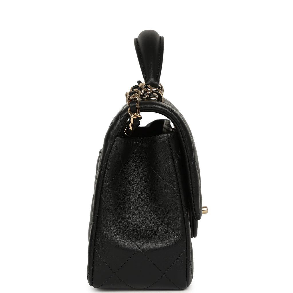 【CHANEL】ハンガー　ブラック Chanel Mini Rectangular Top Handle Flap Bag Black Lambskin Light Gold