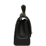 Chanel Mini Rectangular Top Handle Flap Bag Black Lambskin Light Gold Hardware - Thumbnail View 3