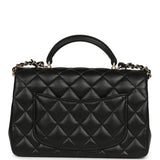 Chanel Mini Rectangular Top Handle Flap Bag Black Lambskin Light Gold Hardware - Thumbnail View 4