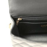 Chanel Mini Rectangular Top Handle Flap Bag Black Lambskin Light Gold Hardware - Thumbnail View 10