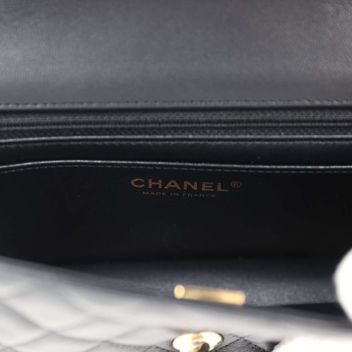 Chanel Mini Classic Rectangular Flap Bag Black Lambskin Light Gold Har