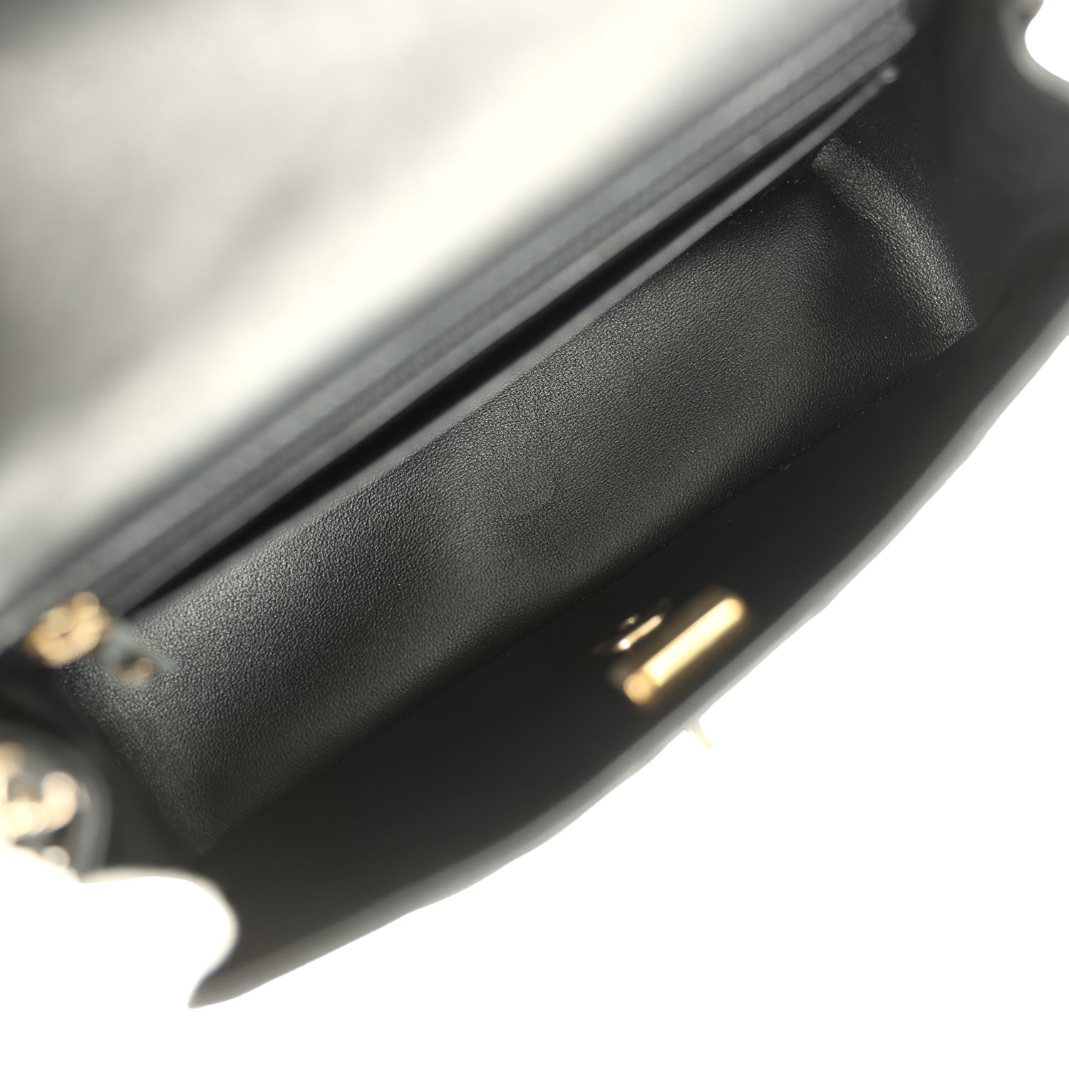 Chanel Mini Classic Rectangular Flap Bag Black Lambskin Light Gold Har