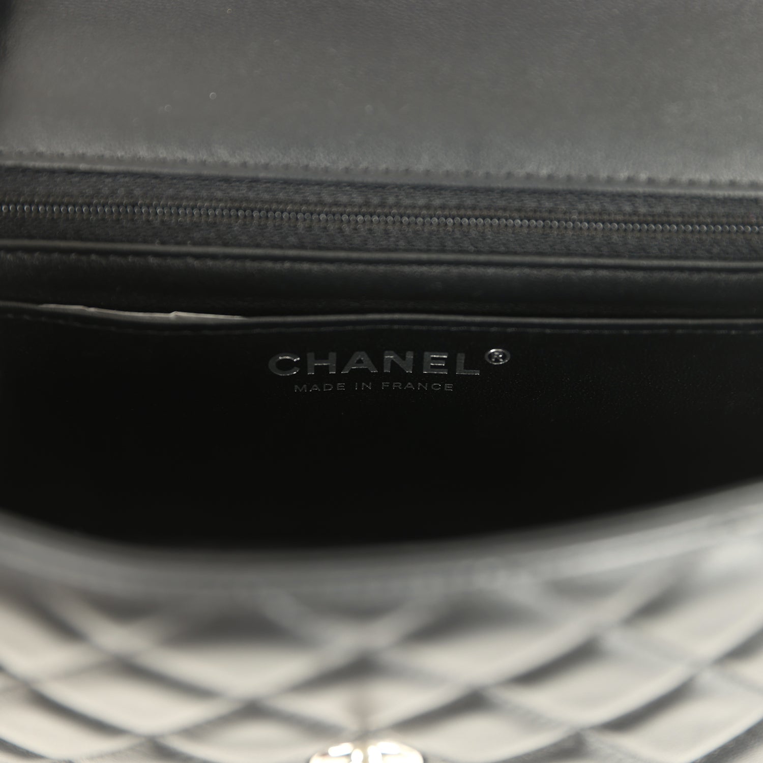 Pre-owned Chanel Mini Classic Rectangular Flap Bag Black Lambskin Silv