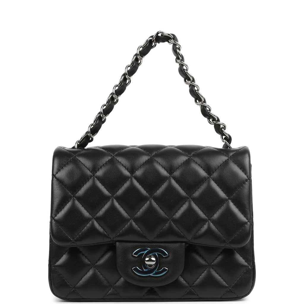 Pre-owned Chanel Mini Classic Square Flap Bag Black Lambskin
