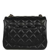 Chanel Mini Classic Square Flap Bag Black Lambskin Light Gold Hardware