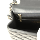 Chanel Mini Classic Square Flap Bag Black Lambskin Light Gold Hardware