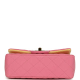 Chanel Mini Classic Rectangular Flap Bag Pink and Yellow Lambskin Iridescent Hardware