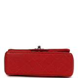 Pre-owned Chanel Mini Rectangular Flap Red Caviar Silver Hardware