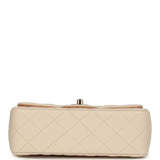 Pre-owned Chanel Mini Classic Rectangular Top Handle Flap Ecru Lambskin Light Gold Hardware - Thumbnail View 6
