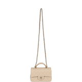 Pre-owned Chanel Mini Classic Rectangular Top Handle Flap Ecru Lambskin Light Gold Hardware - Thumbnail View 7