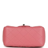 Chanel Mini Classic Square Flap Bag Pink Lambskin Silver Hardware