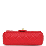 Pre-owned Chanel Mini Pearl Crush Rectangular Flap Bag Red Lambskin Brushed Gold Hardware