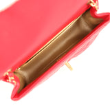 Pre-owned Chanel Mini Pearl Crush Rectangular Flap Bag Red Lambskin Brushed Gold Hardware