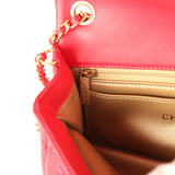 Pre-owned Chanel Mini Pearl Crush Rectangular Flap Bag Red Lambskin Brushed Gold Hardware