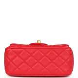 Pre-owned Chanel Mini Pearl Crush Square Flap Bag Red Lambskin Brushed Gold Hardware - Thumbnail View 6