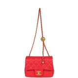 Pre-owned Chanel Mini Pearl Crush Square Flap Bag Red Lambskin Brushed Gold Hardware - Thumbnail View 7