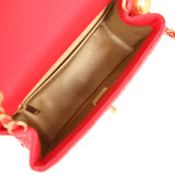Pre-owned Chanel Mini Pearl Crush Square Flap Bag Red Lambskin Brushed Gold Hardware - Thumbnail View 9