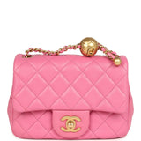Chanel Mini Pearl Crush Square Flap Bag Pink Lambskin Brushed Gold Hardware