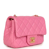 Chanel Mini Pearl Crush Square Flap Bag Pink Lambskin Brushed Gold Hardware
