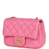 Chanel Mini Pearl Crush Square Flap Bag Pink Lambskin Brushed Gold Hardware