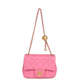 Chanel Mini Pearl Crush Square Flap Bag Pink Lambskin Brushed Gold Hardware