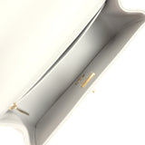 Chanel Mini Rectangular Flap Bag with Top Handle Light Grey Lambskin Light Gold Hardware