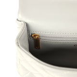 Pre-owned Chanel Mini CC Rectangular Flap Bag with Top Handle Light Grey Lambskin Gold Hardware