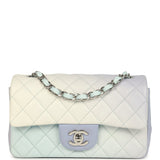 Pre-owned Chanel Mini Classic Rectangular Flap Bag Ombre Purple Iridescent Lambskin Silver Hardware