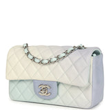 Pre-owned Chanel Mini Classic Rectangular Flap Bag Ombre Purple Iridescent Lambskin Silver Hardware