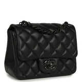 Pre-owned Chanel Mini Classic Square Flap Bag So Black Lambskin Black Hardware - Thumbnail View 2
