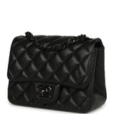 Pre-owned Chanel Mini Classic Square Flap Bag So Black Lambskin Black Hardware - Thumbnail View 5