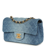 Chanel Mini Rectangular Flap Bag Blue Denim Antique Gold Hardware