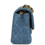 Chanel Mini Rectangular Flap Bag Blue Denim Antique Gold Hardware