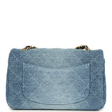 Chanel Mini Rectangular Flap Bag Blue Denim Antique Gold Hardware