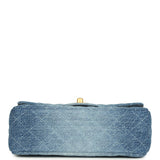 Chanel Mini Rectangular Flap Bag Blue Denim Antique Gold Hardware