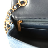 Chanel Mini Rectangular Flap Bag Blue Denim Antique Gold Hardware