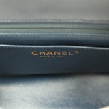 Chanel Mini Rectangular Flap Bag Blue Denim Antique Gold Hardware