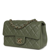 Chanel Mini Rectangular Flap Bag Khaki Lambskin Light Gold Hardware - Thumbnail View 5
