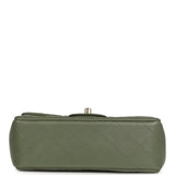 Chanel Mini Rectangular Flap Bag Khaki Lambskin Light Gold Hardware - Thumbnail View 6