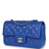 Chanel Mini Rectangular Flap Bag Cobalt Blue Lambskin Silver Hardware