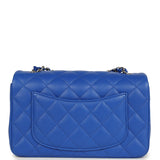 Chanel Mini Rectangular Flap Bag Cobalt Blue Lambskin Silver Hardware