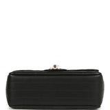 Chanel Mini Chevron Classic Rectangular Flap Bag Black Lambskin Light Gold Hardware