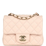 Chanel Mini Classic Square Flap Bag Light Pink Lambskin Light Gold Hardware