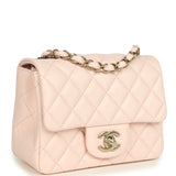 Chanel Mini Classic Square Flap Bag Light Pink Lambskin Light Gold Hardware